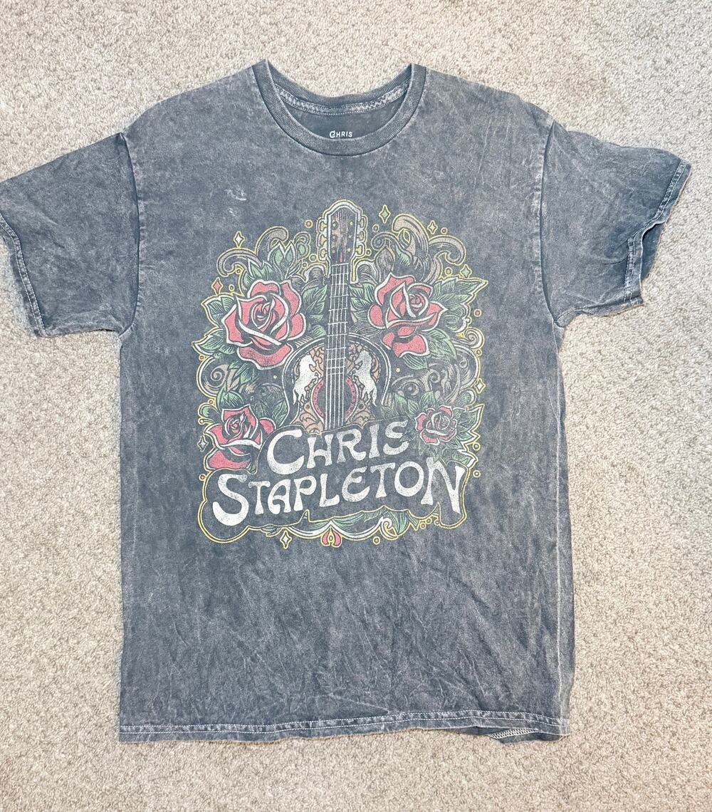 Chris Stapleton Shirt M Mineral Wash Guitar Roses Tee
